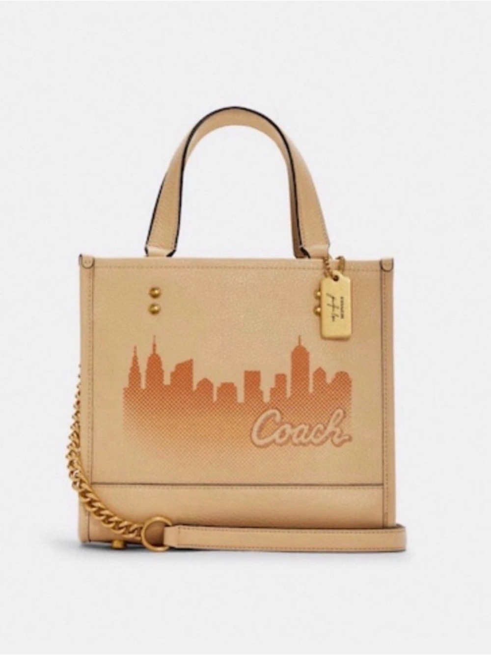 Coach X JLO Dempsey Tote 22 NYC Skyline leather